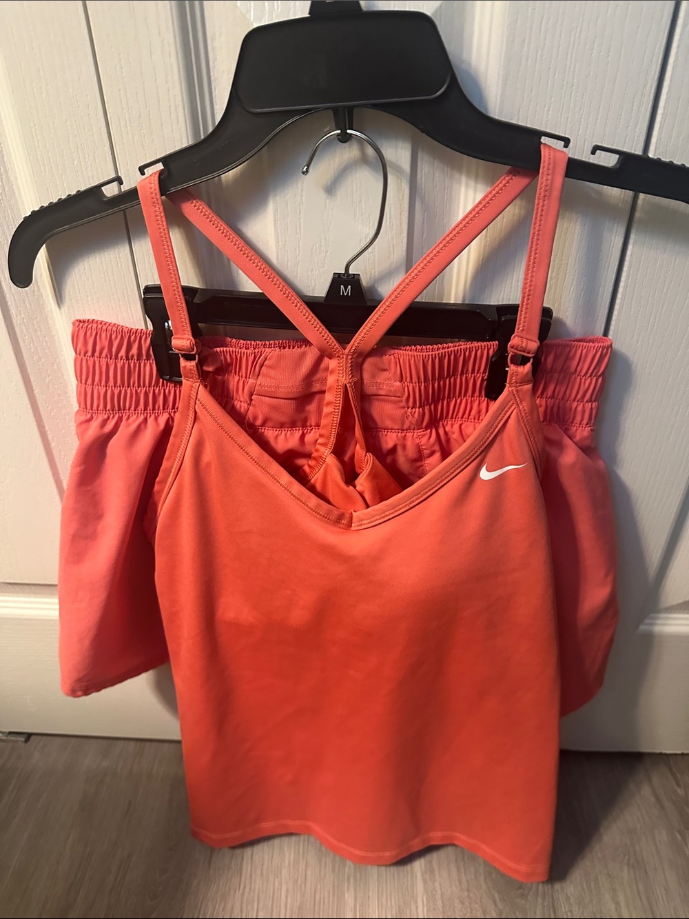 Nike Coral Strappy Sports Tank with Built-In Support and Shorts